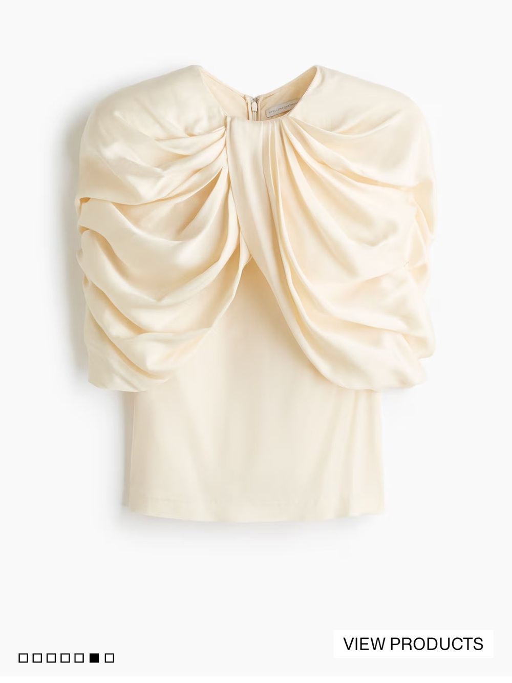 Stella McCartney Cream Draped Satin Puff-Sleeve Blouse
